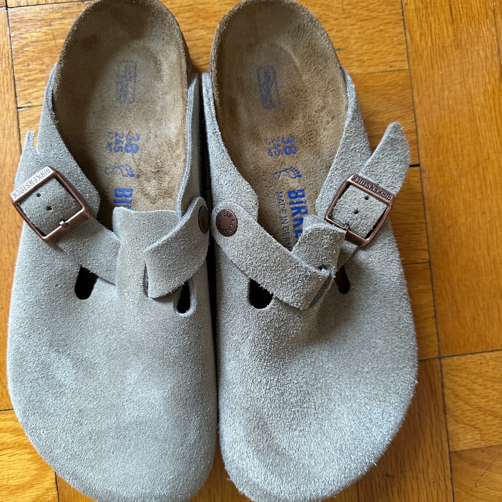 Birkenstock Boston Clog Taupe Suede 38 Regular Width